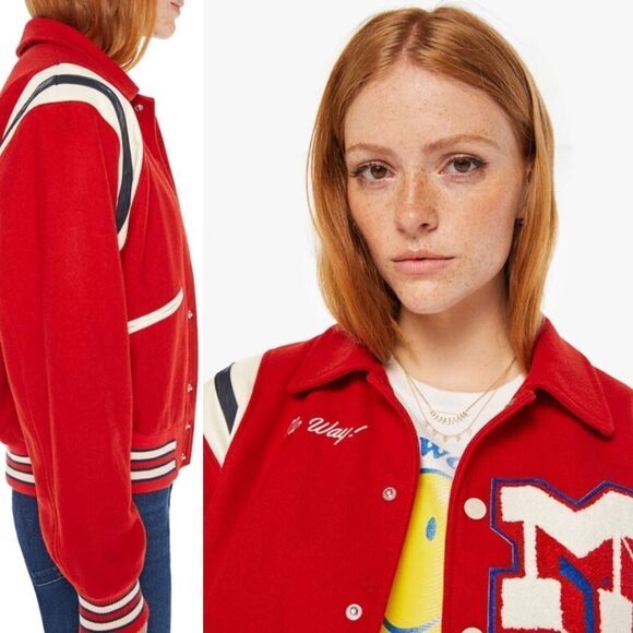 NWT MOTHER The Boyfriend Varsity Jacket Large SOLD OUT - Picture 1 of 11
